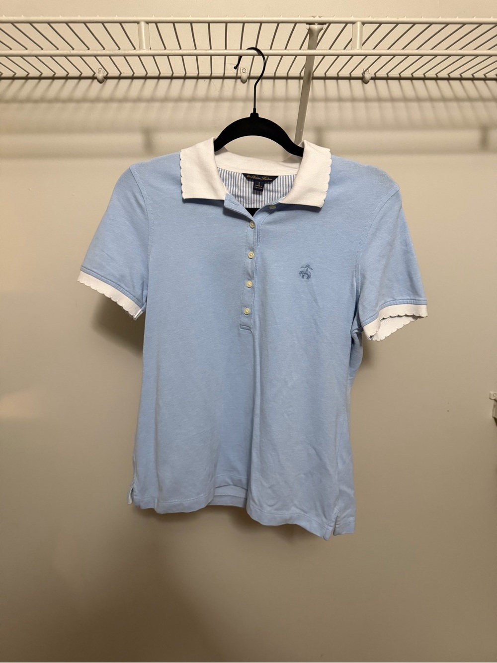 Brooks Brothers Light Blue Polo Button-Down Shirt with White Collar